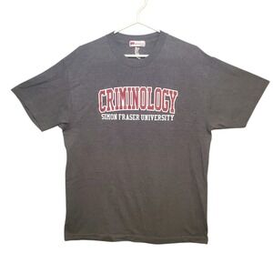 Simon Fraser University Criminology SFU Gray T Shirt Large Graphic Spellout Tee